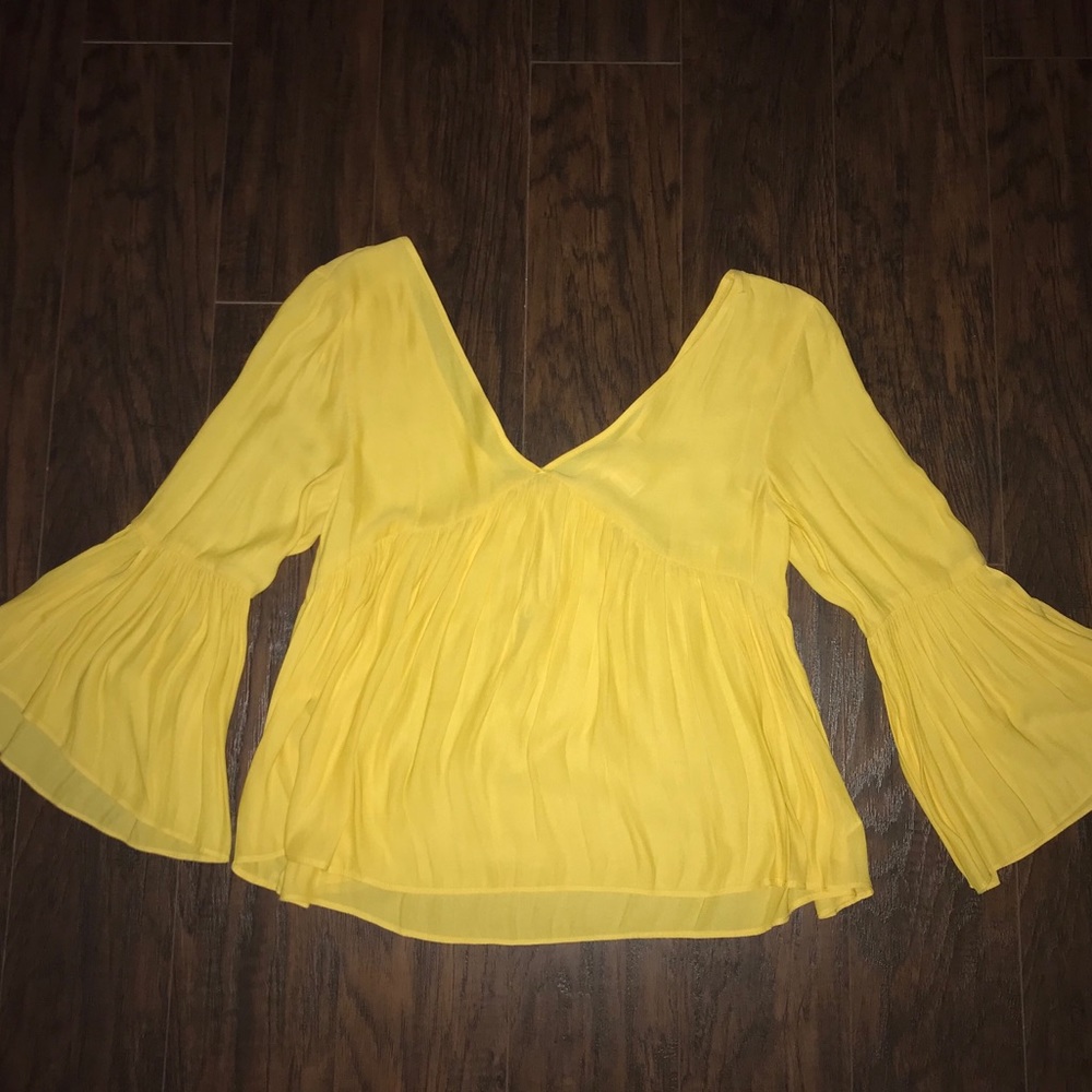 Forever 21 Yellow Bell Sleeve Shirt